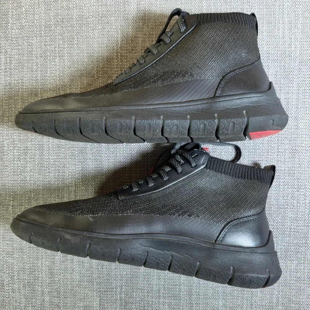 Cole Haan Zerogrand Stitchlite Chukka Boots Mens 11 Black Knit Leather C28421